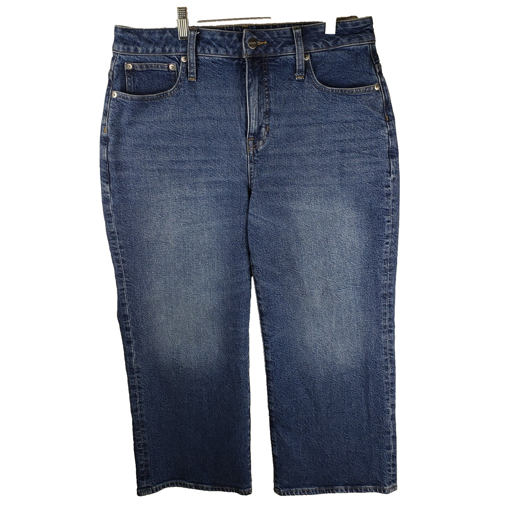 J. Crew Jeans '96 Slim Wide 32p Actual Med Wash High Rise Crop Stretch Denim